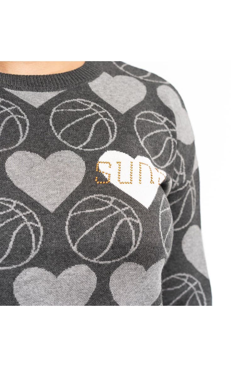 Women's Lusso Charcoal Phoenix Suns Basketball Love Swarovski Crystal Intarsia Pullover Sweater, Alternate, color, Charcoal