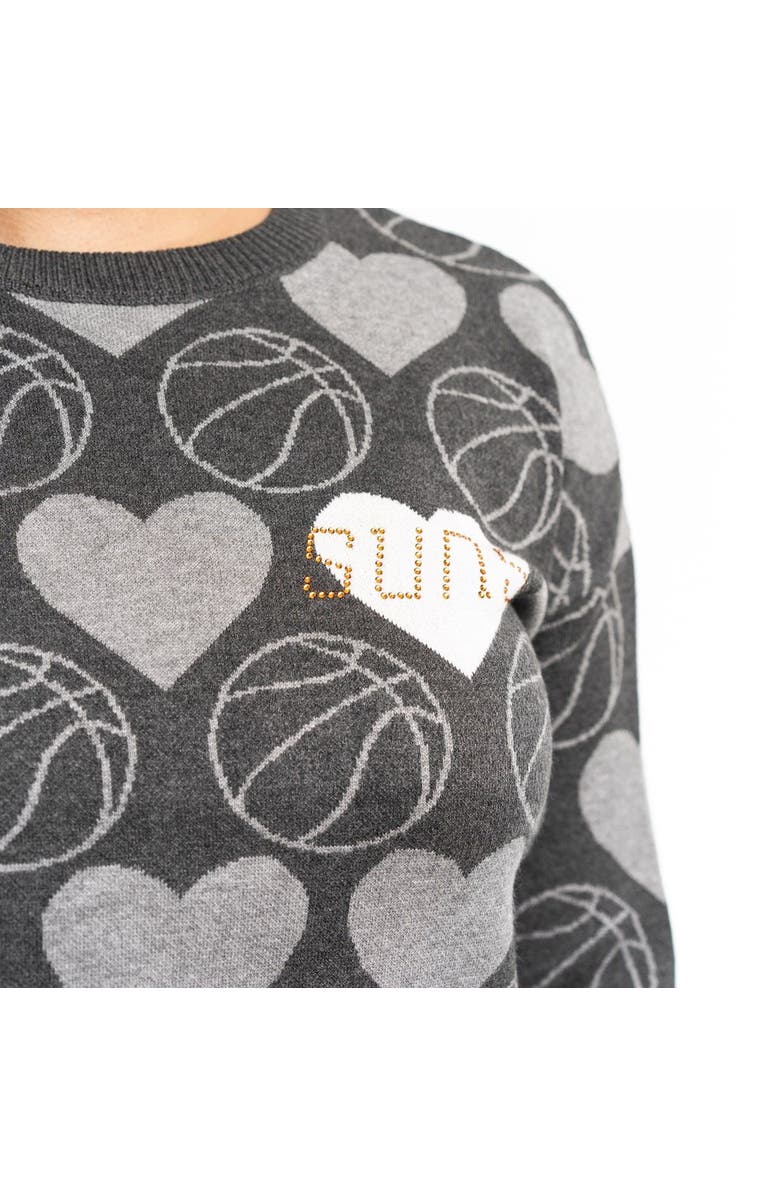 LUSSO Women's Lusso Charcoal Phoenix Suns Basketball Love Swarovski Crystal Intarsia Pullover Sweater, Alternate, color, Charcoal
