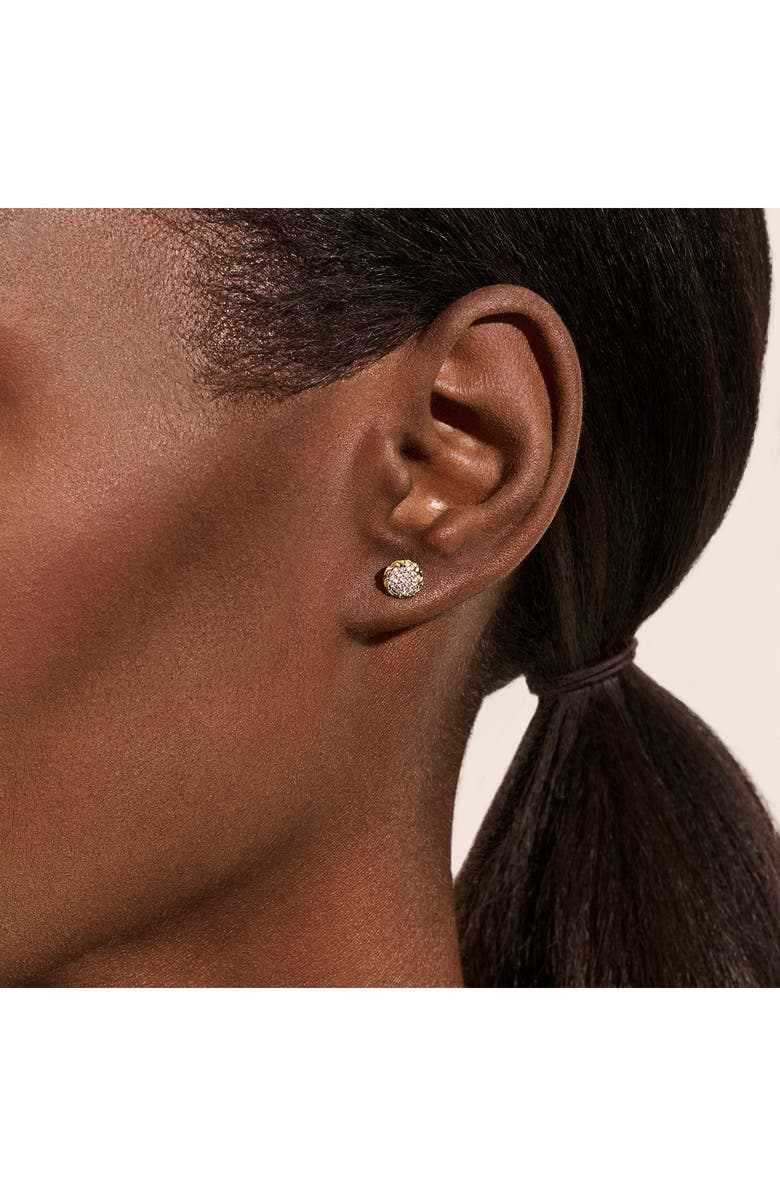 John Hardy JH Essentials Pavé Stud Earring, Gold, Diamonds, 7MM, Alternate, color, Silver/ 14K Gold