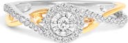 Haus of Brilliance Silver 1/4 Cttw Diamond Bypass and Halo Promise Ring