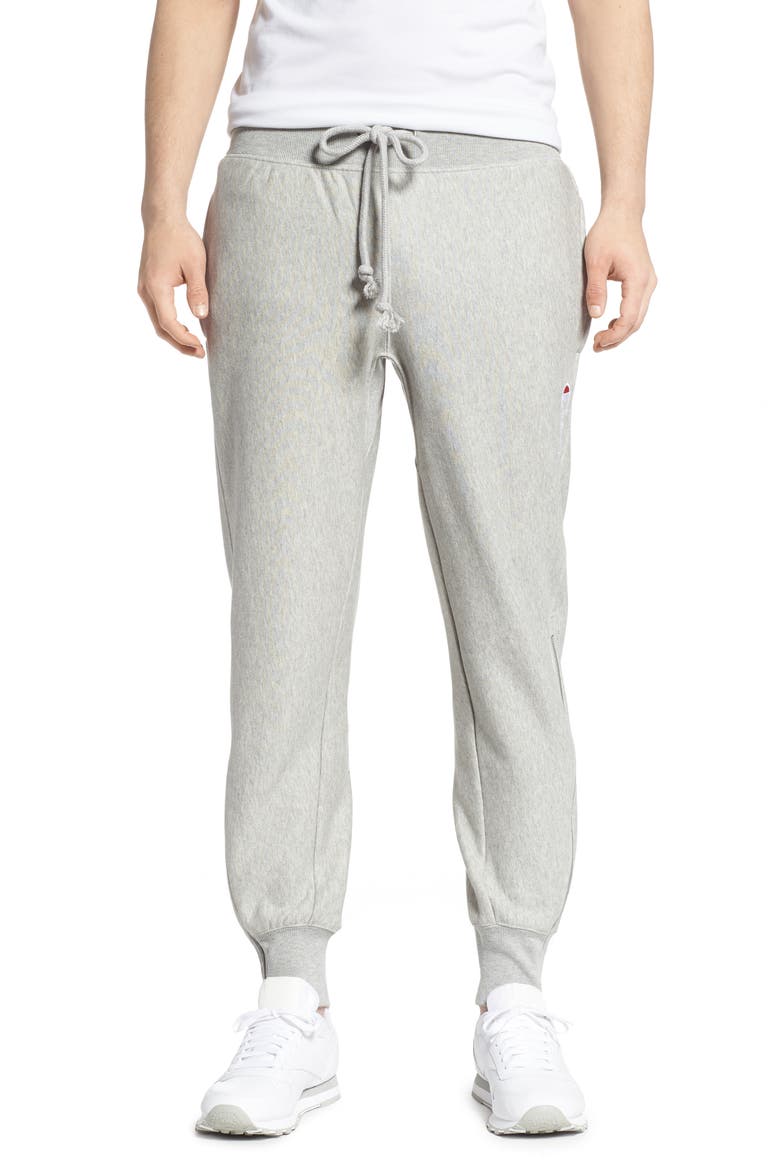 Reverse Weave Shift Sweatpants, Main, color, OXFORD GREY/ WATERFALL GREEN