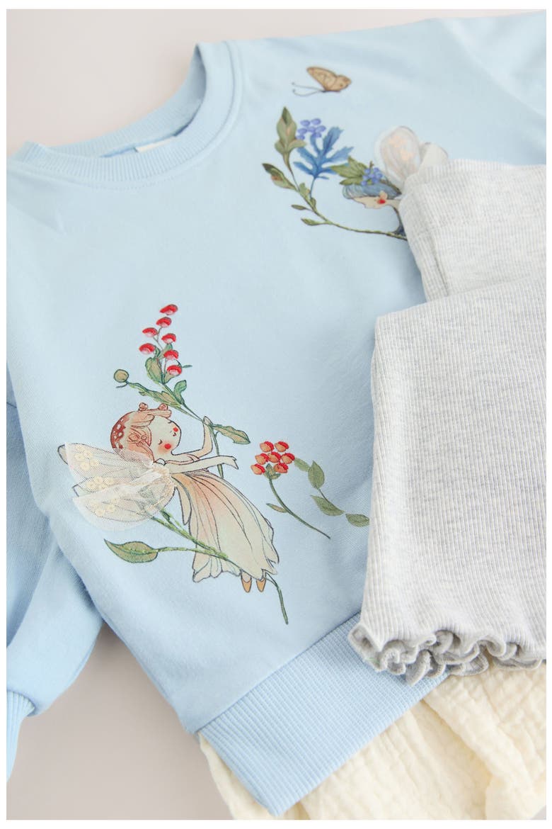 Kids' Fairy Graphic Sweatshirt & Flare Leggings Set, Alternate, color, BLUE