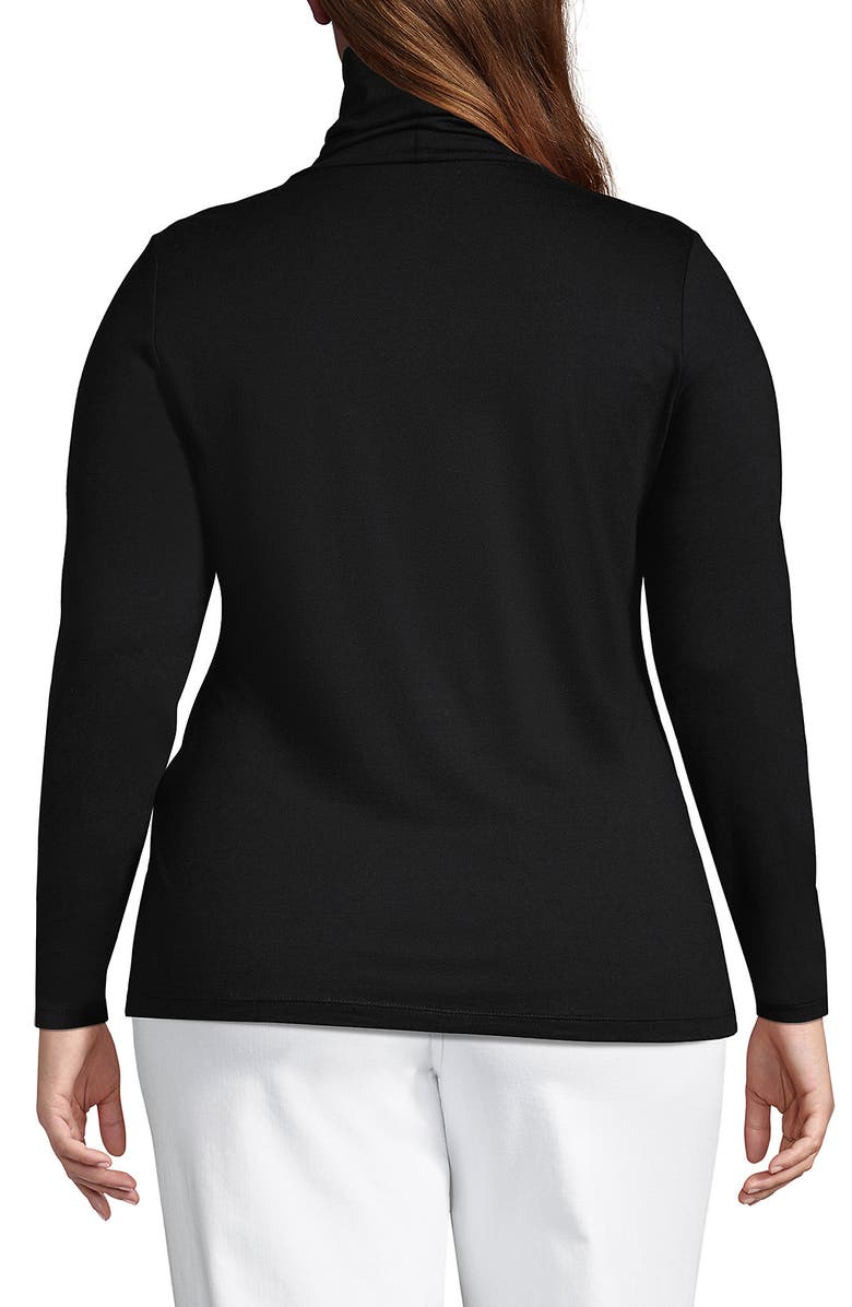 Lands' End Lightweight Jersey Long Sleeve Turtleneck, Alternate, color, Black
