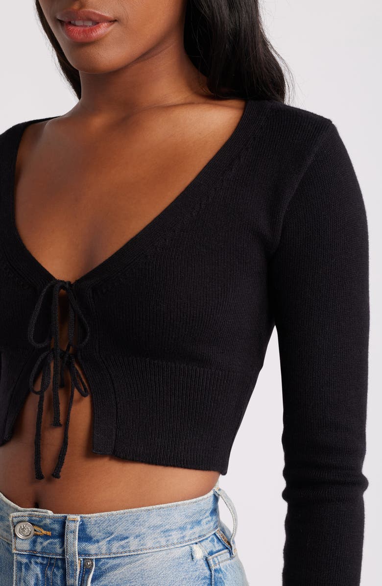 Florence by Mills Tie Front Crop Cardigan, Alternate, color, Black