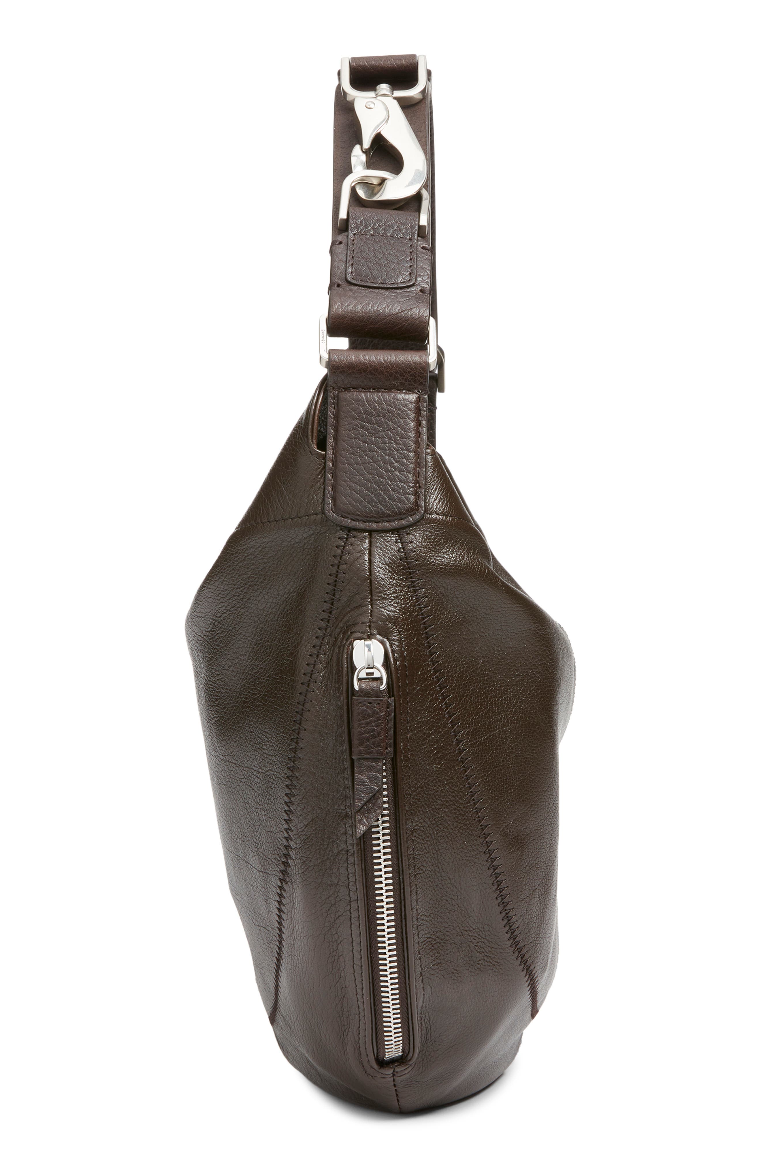Lemaire Quiver Clip Leather Hobo Bag, Alternate, color, Dark Chocolate