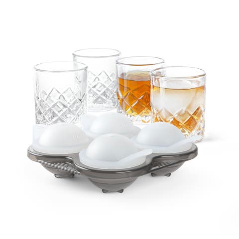 Yarai Shiver Ice Ball Shots - 4 Glasses with Ice Ball Tray
