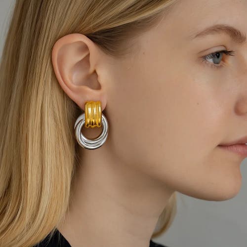 Hollywood Sensation Luna Link Mixed Metal Two Tone Earrings In Gold