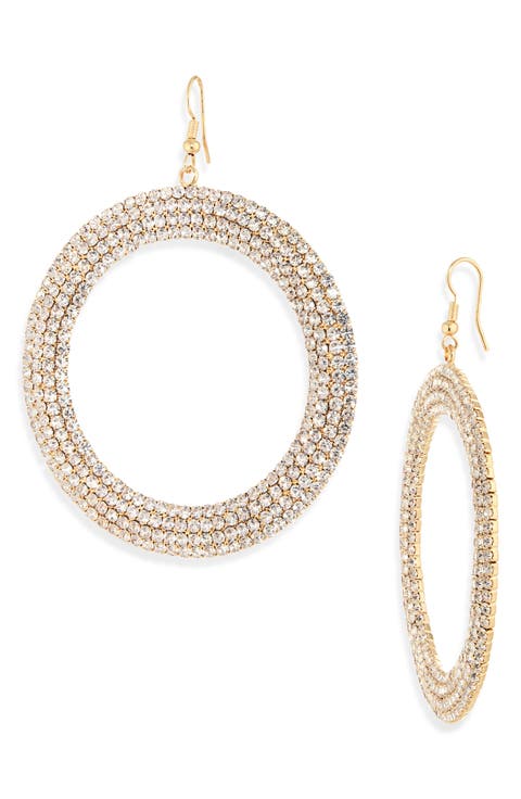 Crystal Pavé Ring Drop Earrings