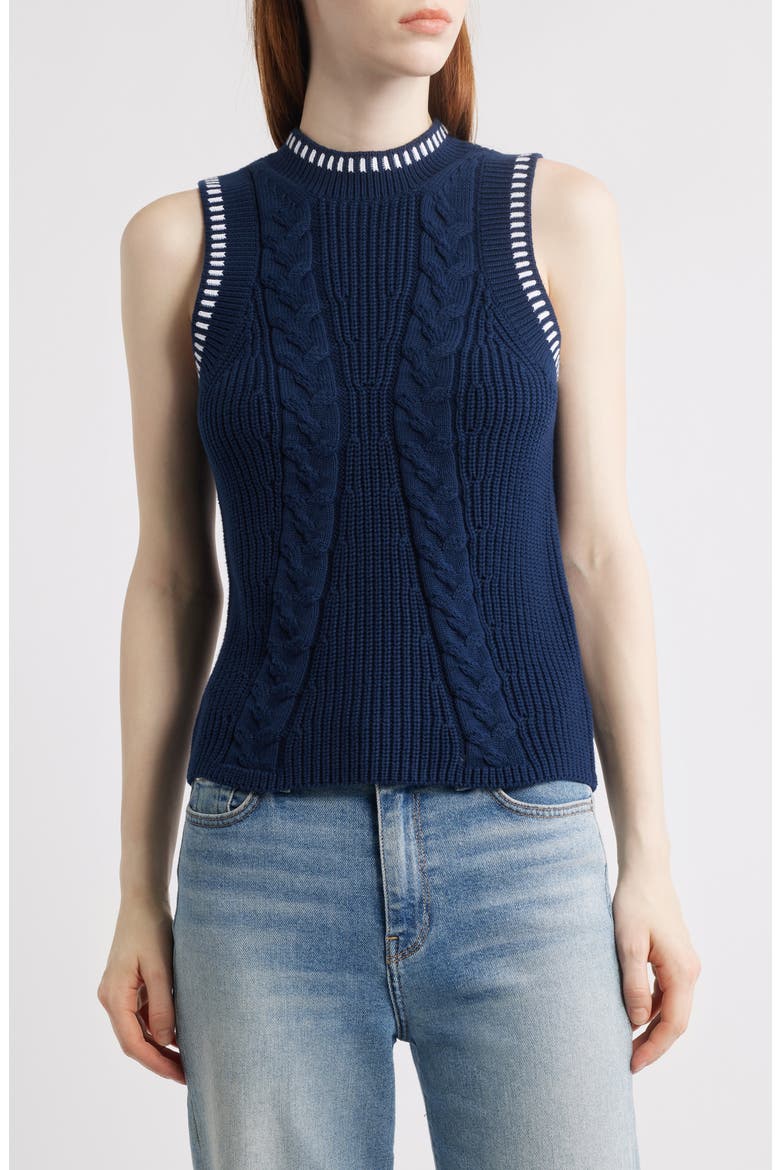 Zoey Cable Stitch Sweater Vest, Main, color, DARK BLUE MULTI