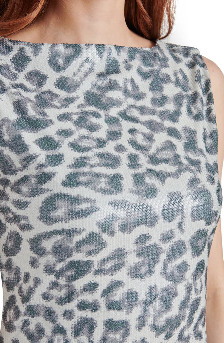 Steve Madden Elenora Sequin Leopard Print Minidress, Alternate, color, Black Multi