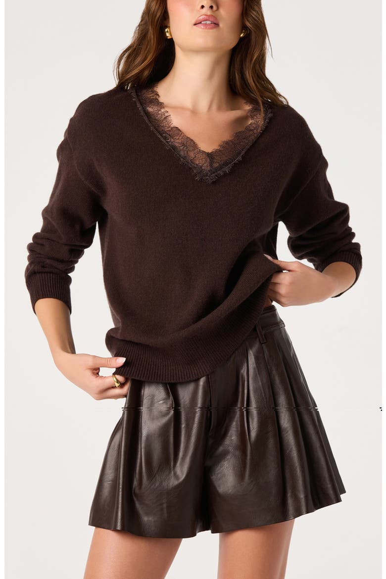 Atherton Faux Leather Shorts, Alternate, color, BROWN