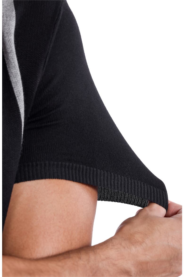 Jacquard Polo Sweater, Alternate, color, BLACK/ HEATHER GREY