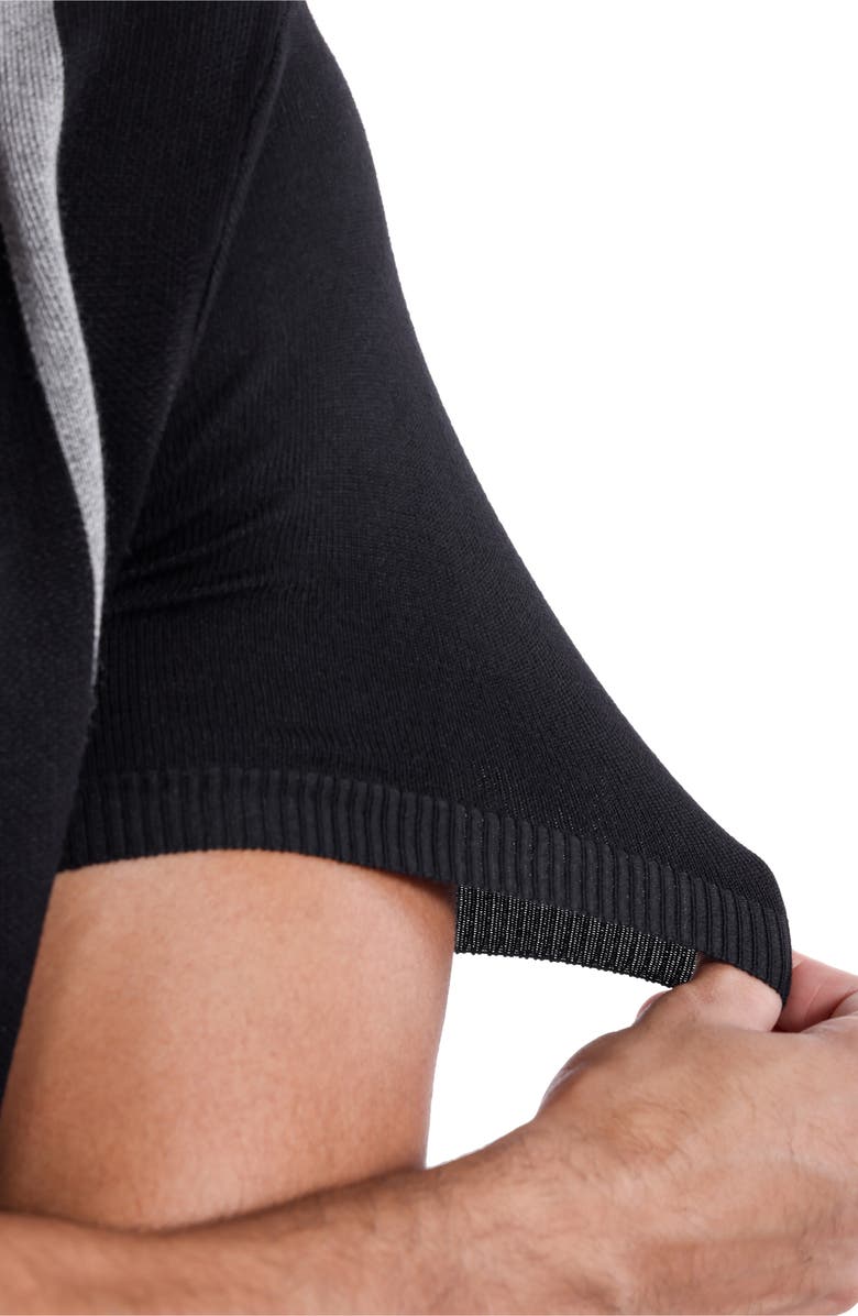 Spring + Mercer Jacquard Polo Sweater, Alternate, color, Black/ Heather Grey