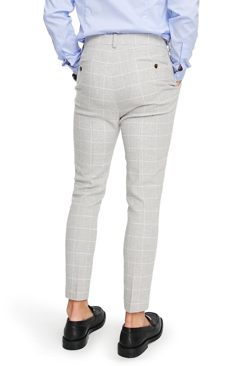 ASOS DESIGN Windowpane Plaid Tapered Smart Trousers, Alternate, color,