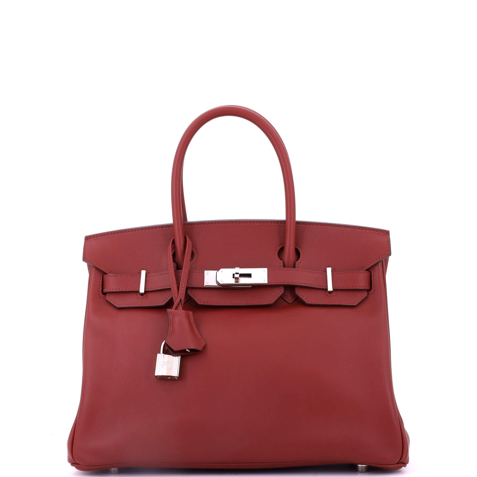 Pre-Owned Hermes Birkin Handbag Red Jonathan with Palladium Hardware 30, Main, color, 