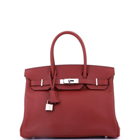 Birkin Handbag Red Jonathan with Palladium Hardware 30