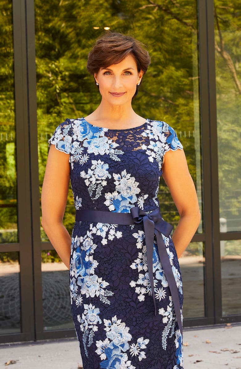 Adrianna Papell Embroidered Lace Gown, Alternate, color, 