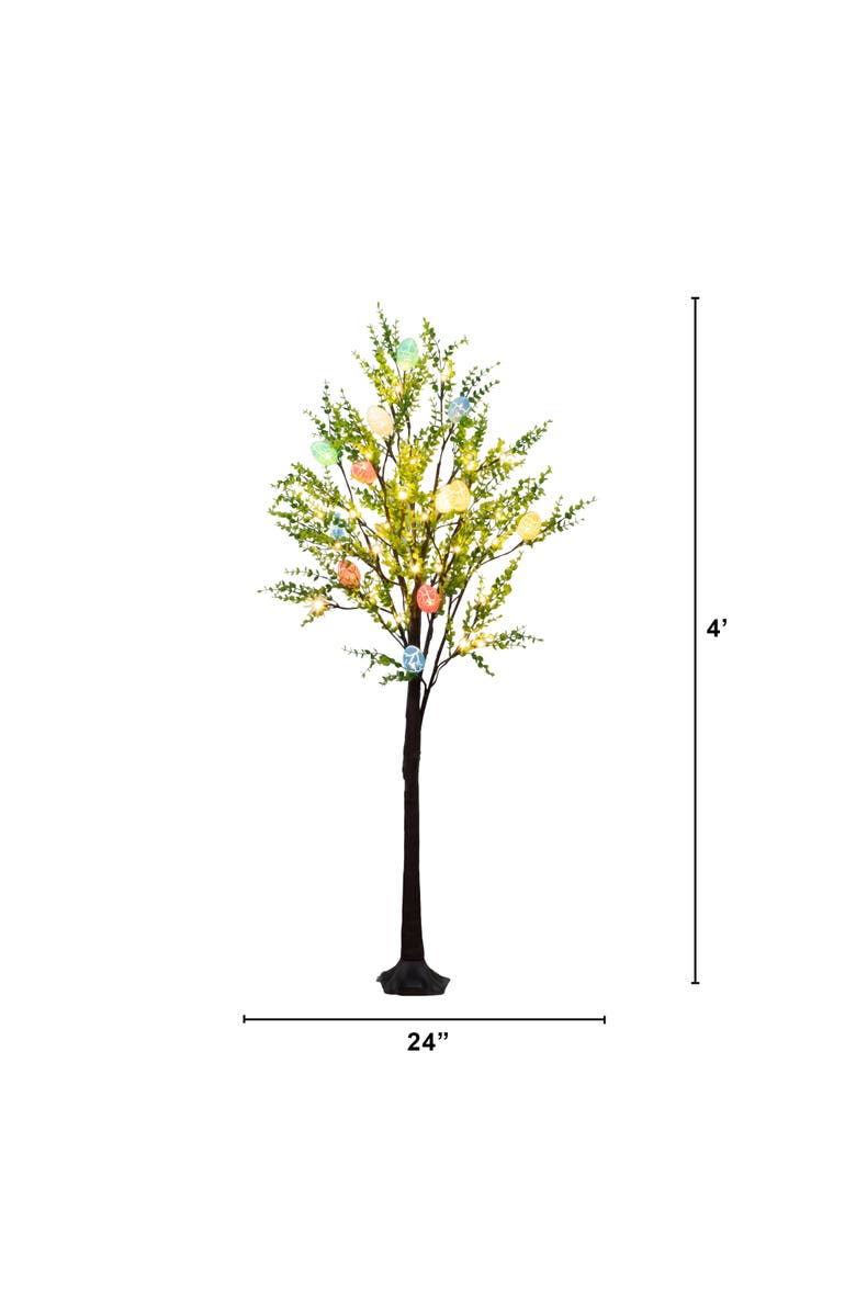 NEARLY NATURAL 3-ft Pre-Lit Artificial Easter Egg Twig Tree with Greens and 48 Warm White LED Lights, Alternate, color, Green