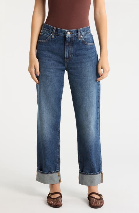 The Hang High Waist Cuffed Straight Leg Jeans (Acumen)
