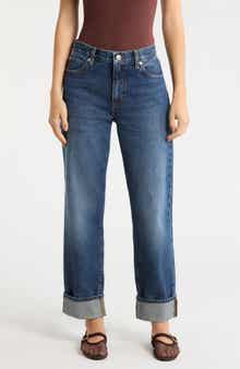 The Hang High Waist Cuffed Straight Leg Jeans