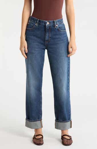 The Hang High Waist Cuffed Straight Leg Jeans