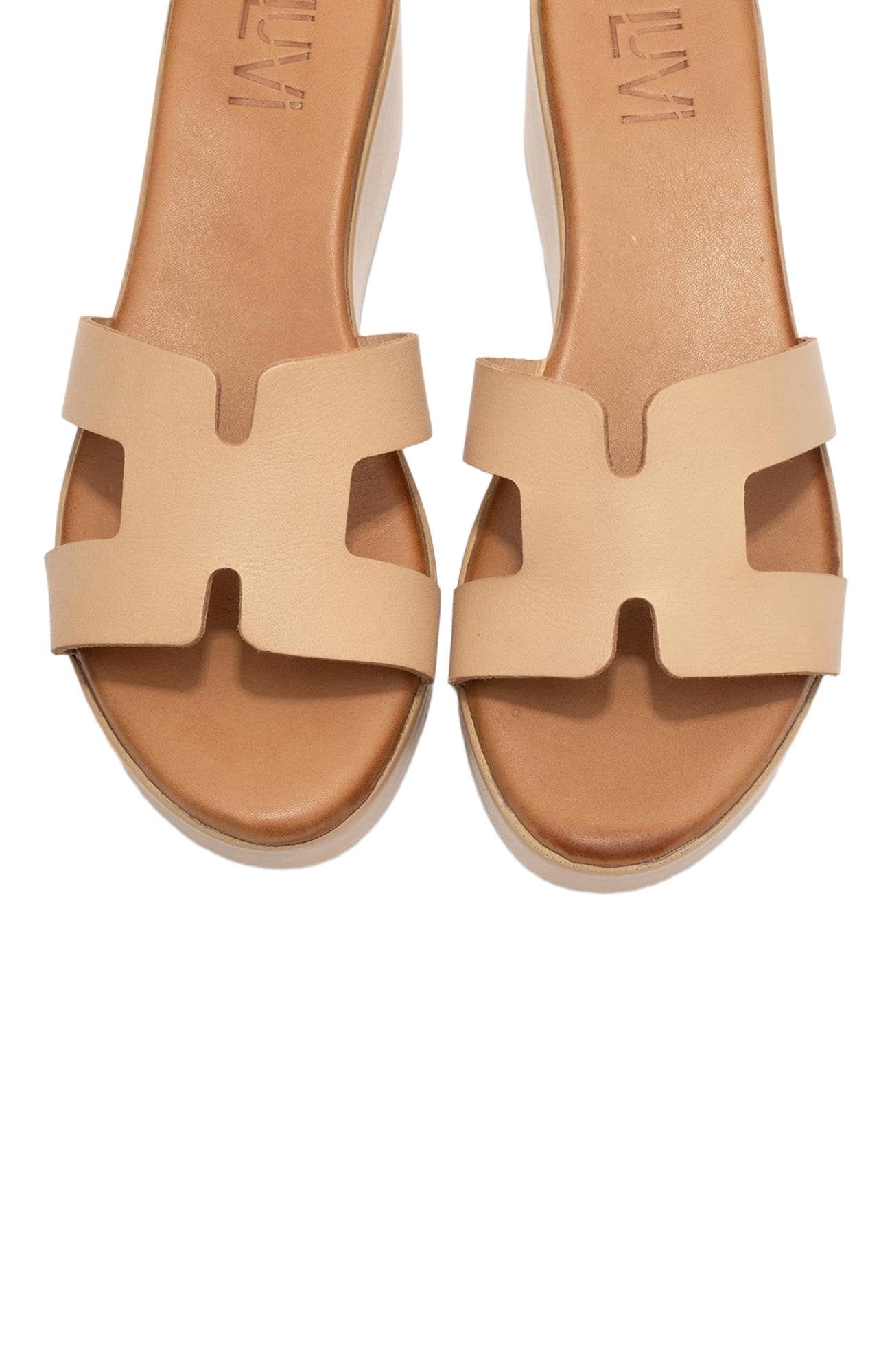 Lia Leather Platform Sandal, Alternate, color, Dark Beige Leather