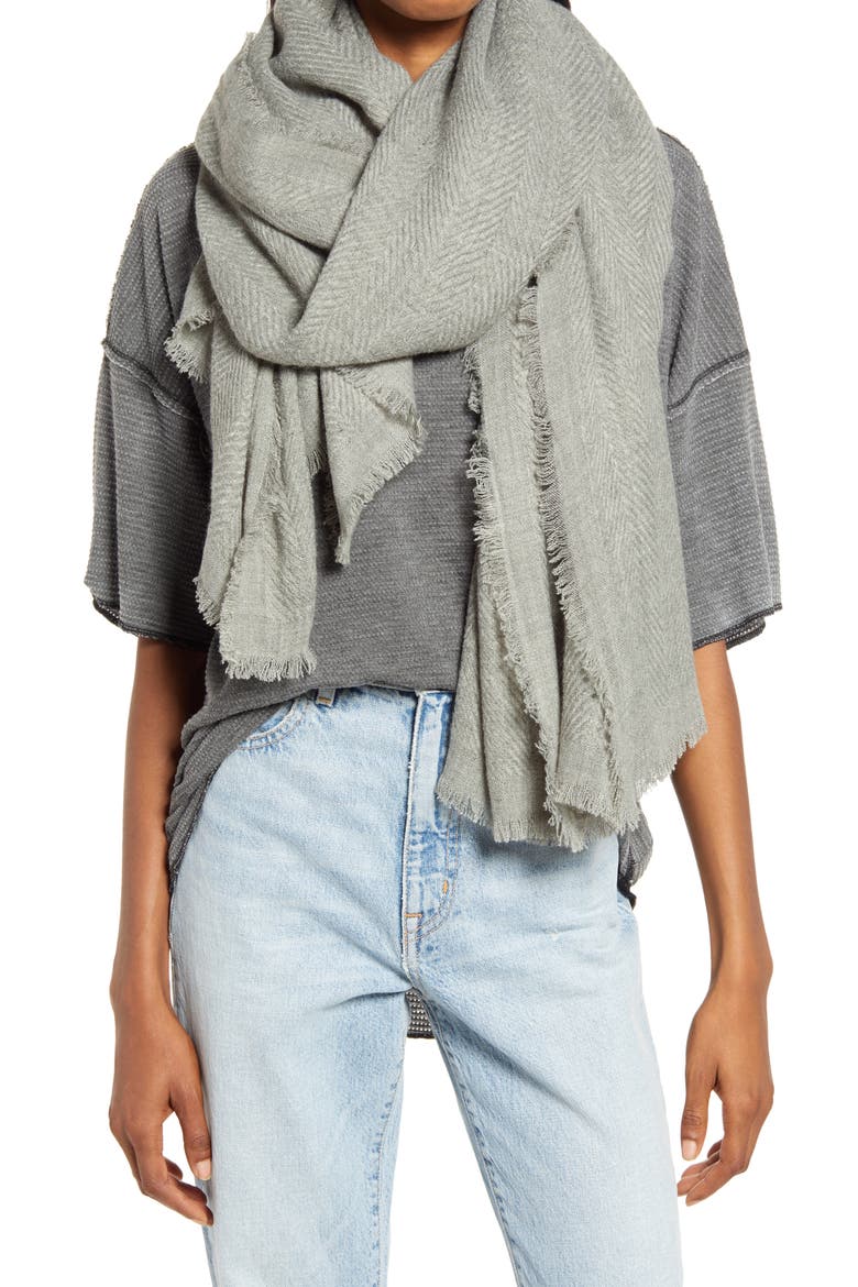 Herringbone Burlap Scarf, Main, color, GREY LIGHT HEATHER