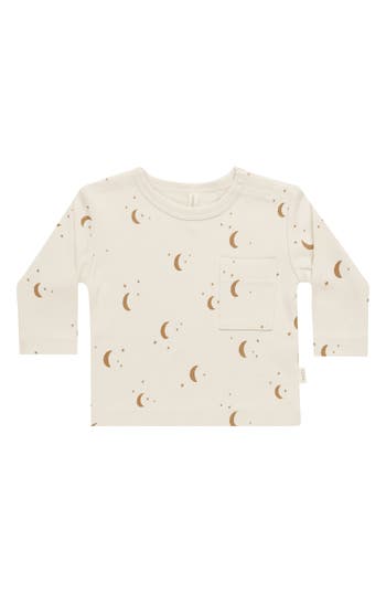 Quincy Mae Long Sleeve Pocket Organic Cotton T-shirt In Neutral