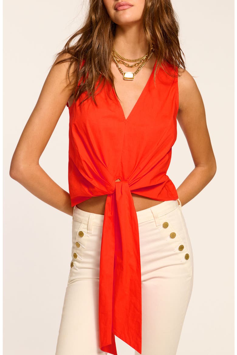 Svetlana Tie Hem Sleeveless Crop Top, Main, color, BRIGHT LILY