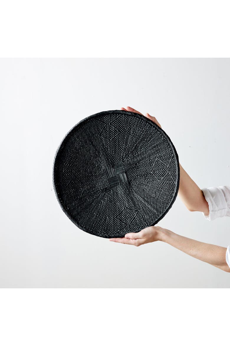 Hand-Painted Black Binga Flat Basket, Main, color, Black