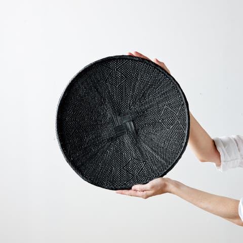 Hand-Painted Black Binga Flat Basket