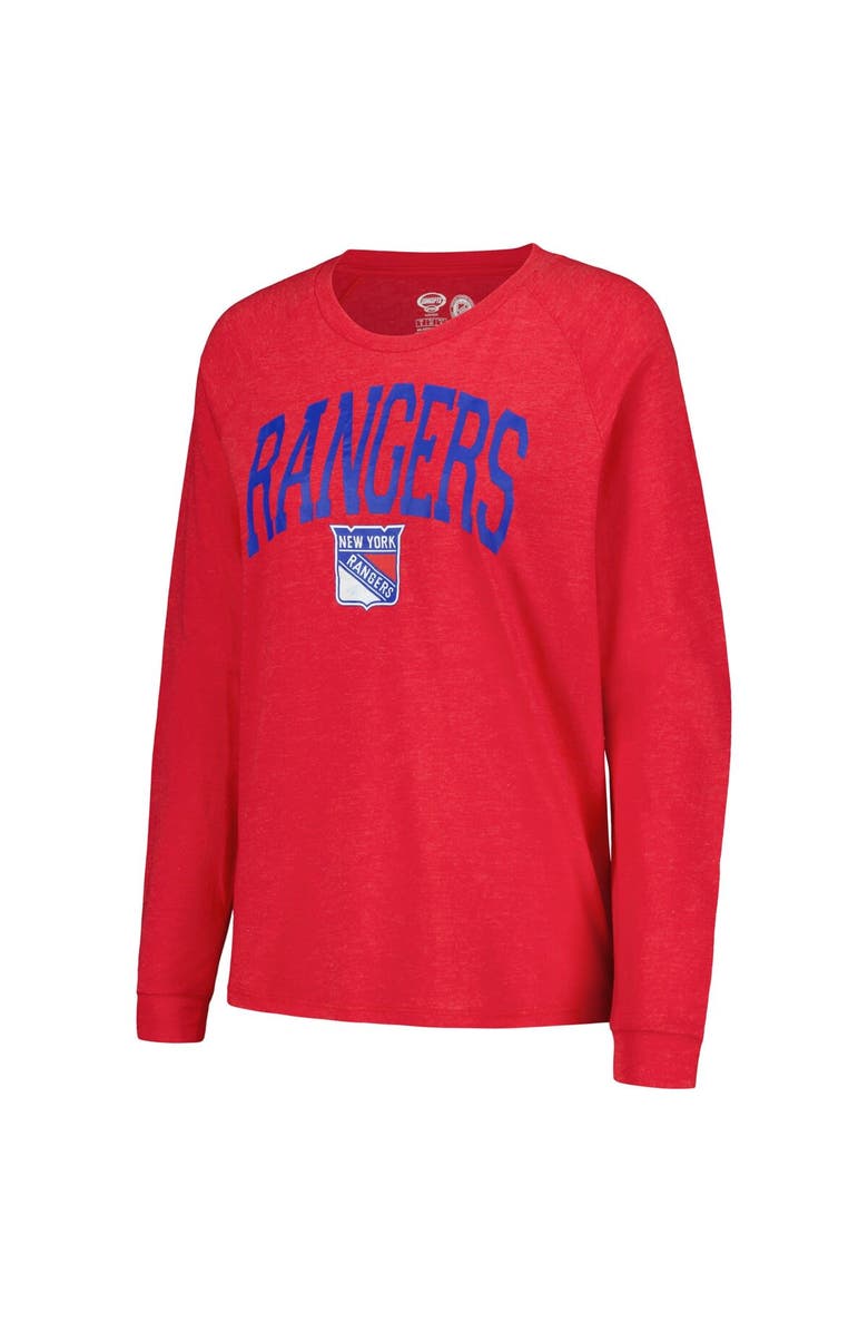 CONCEPTS SPORT Women's Concepts Sport Blue/Red New York Rangers Meter Knit Long Sleeve Raglan Top & Shorts Sleep Set, Alternate, color,