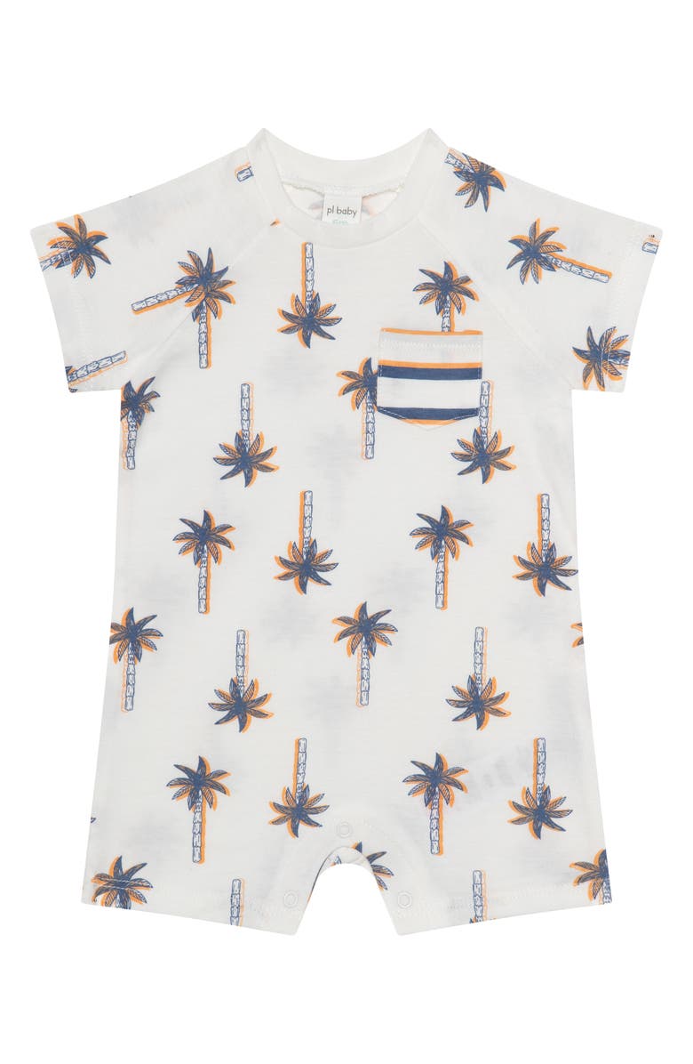 PL Baby by Petit Lem 3-Pack Assorted Rompers, Alternate, color, Palm Tree