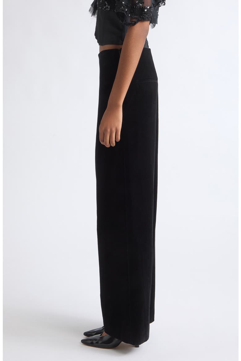 Wide Leg Cotton Velvet Pants, Alternate, color, BLACK