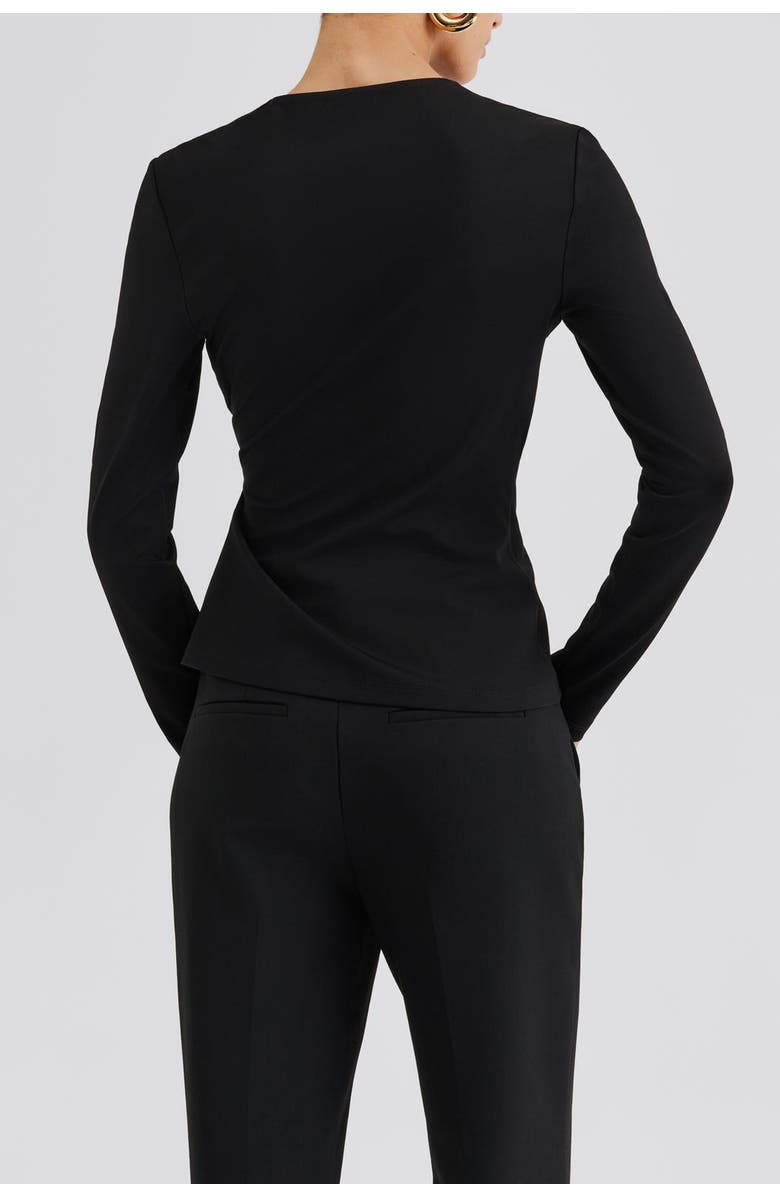 Malina Mailey  Jersey Brooch Long Sleeve Top, Alternate, color, Black