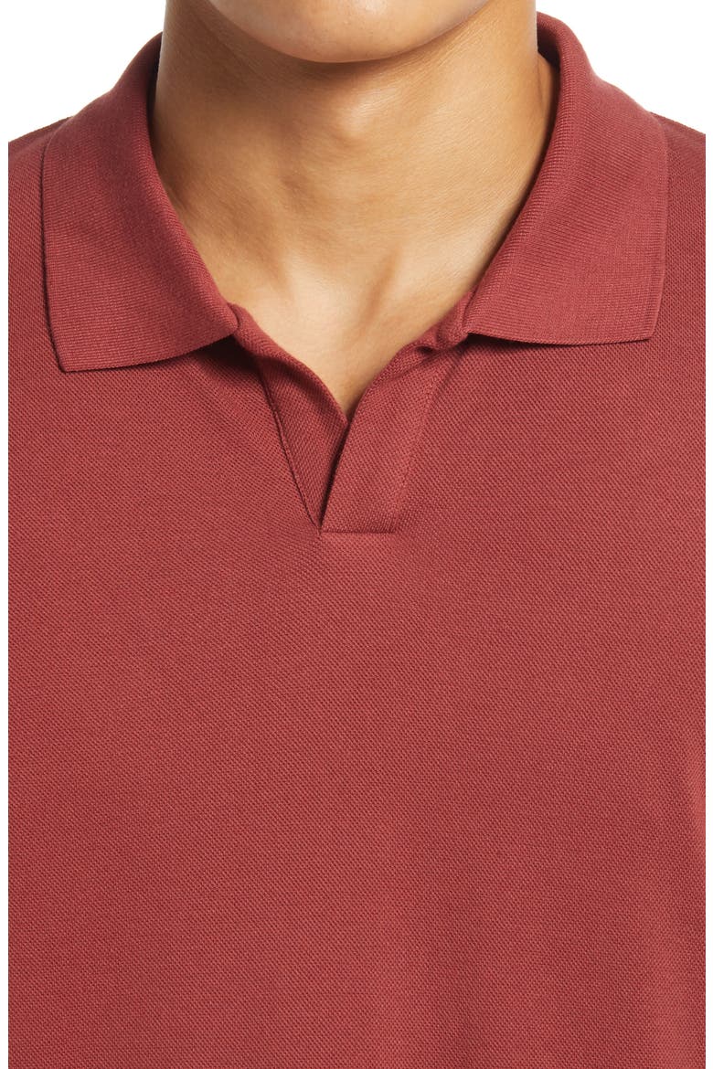 Paul 3463 Piqué Johnny Collar Polo, Alternate, color, BURNED RED