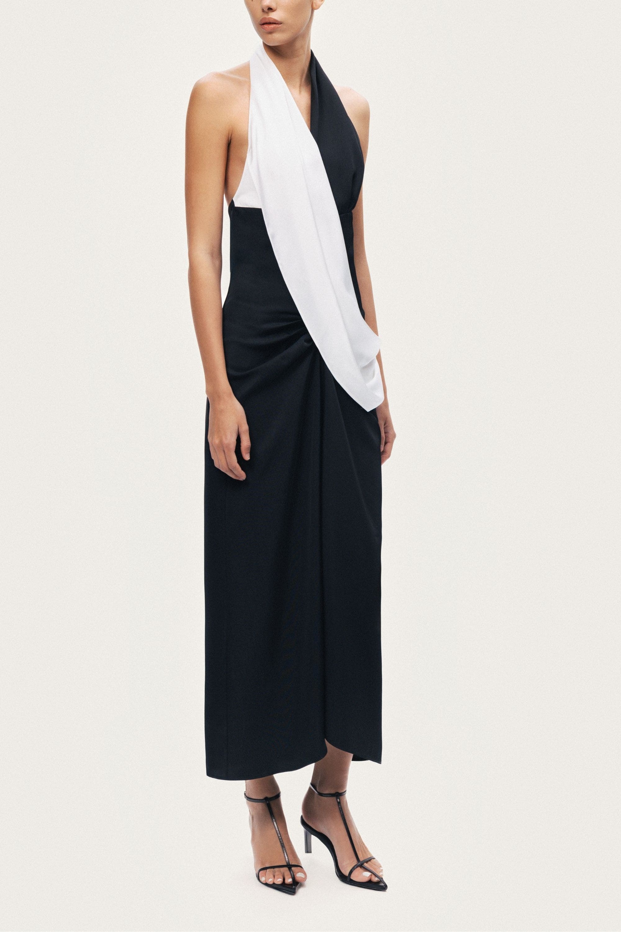 Contrast Draped Halter Maxi Dress - image 2