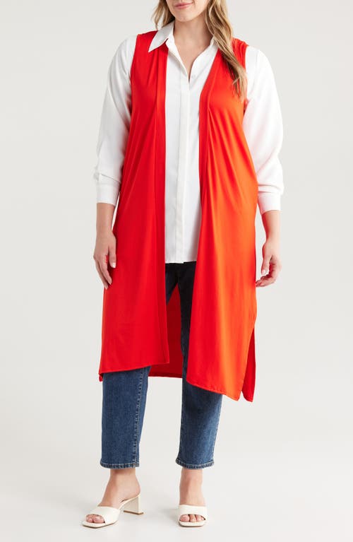 24seven Comfort Apparel Open Front Long Vest in Orange  product