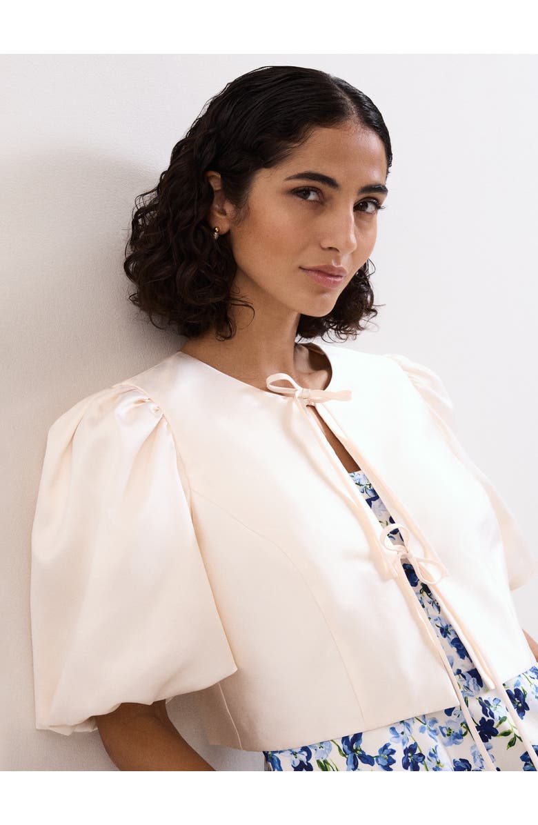 Phase Eight Paulina Cropped Puff-Sleeve Jacket, Alternate, color, Cream