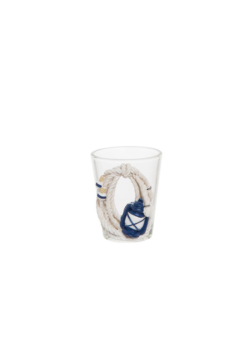 Beachcombers Resin Nautical Rope Shot Glass, Main, color, White