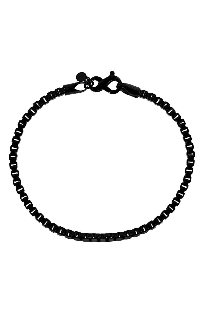 EFFY Black Plate Sterling Silver Box Chain Bracelet, Main, color, Black
