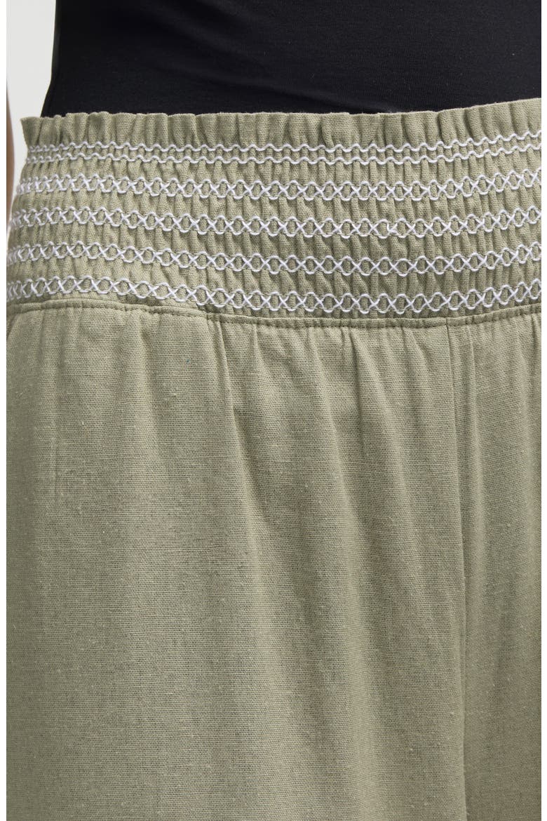 Smocked Waist Cropped Pants, Alternate, color, SAGE