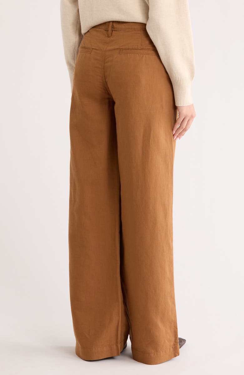 AG Stella Low Slung Palazzo Linen & Cotton Pants, Alternate, color, Tree Bark