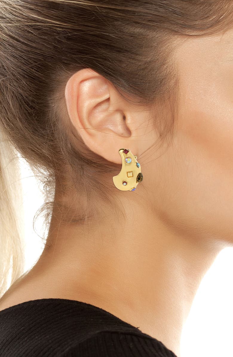 Mixed Crystal Dome Drop Earrings