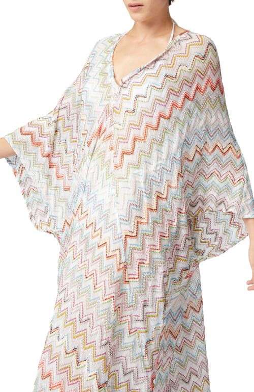 MISSONI MISSONI LONG KAFTAN WITH 3D ZIG ZAG LAMÉ AND BATWING SLEEVES 