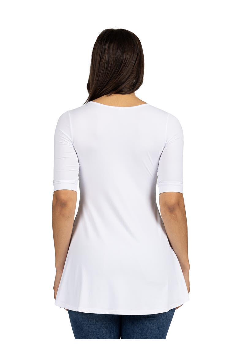 Short Sleeve Tunic Top with Button Detail, Alternate, color, White