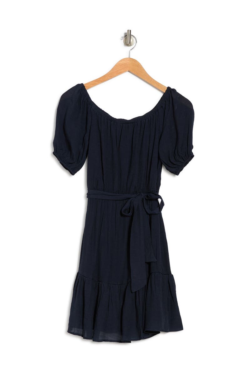 KENEDIK Off-the-Shoulder Puff Sleeve Ruffled MIni Dress, Main, color, 