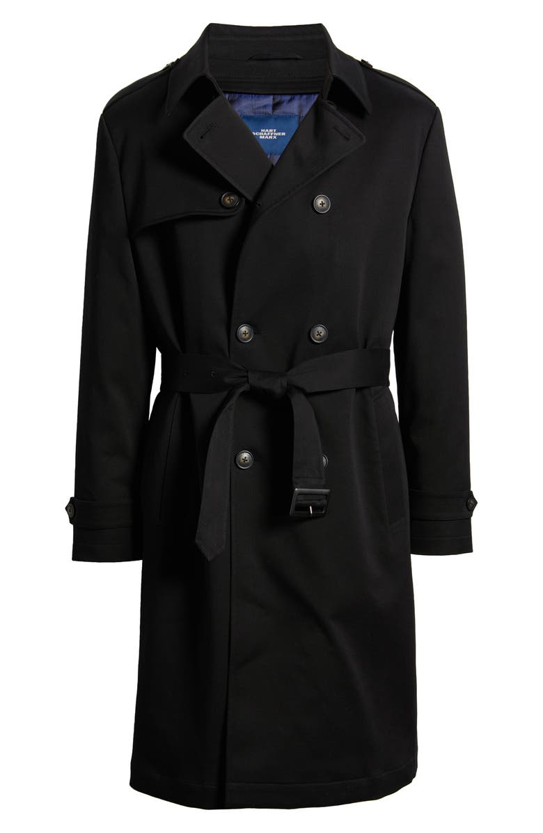 Hart Schaffner Marx Bridgeport Water Resistant Double Breasted Trench Coat, Alternate, color, Black