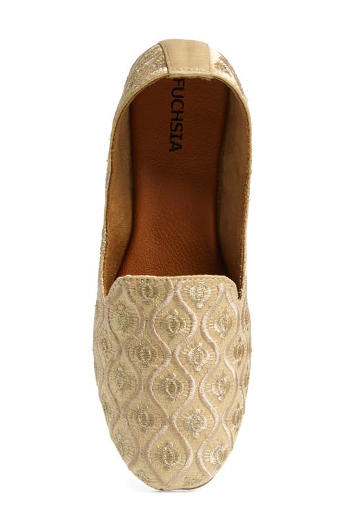 Fuchsia Golden Meadow Harmony Embroidered Loafer In Gold
