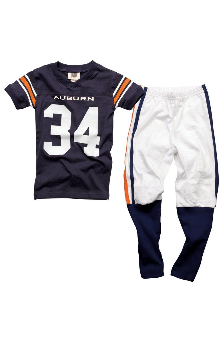 Wes & Willy Auburn Tigers #34 Youth Football Pajama Set - Navy Blue, Main, color, Navy